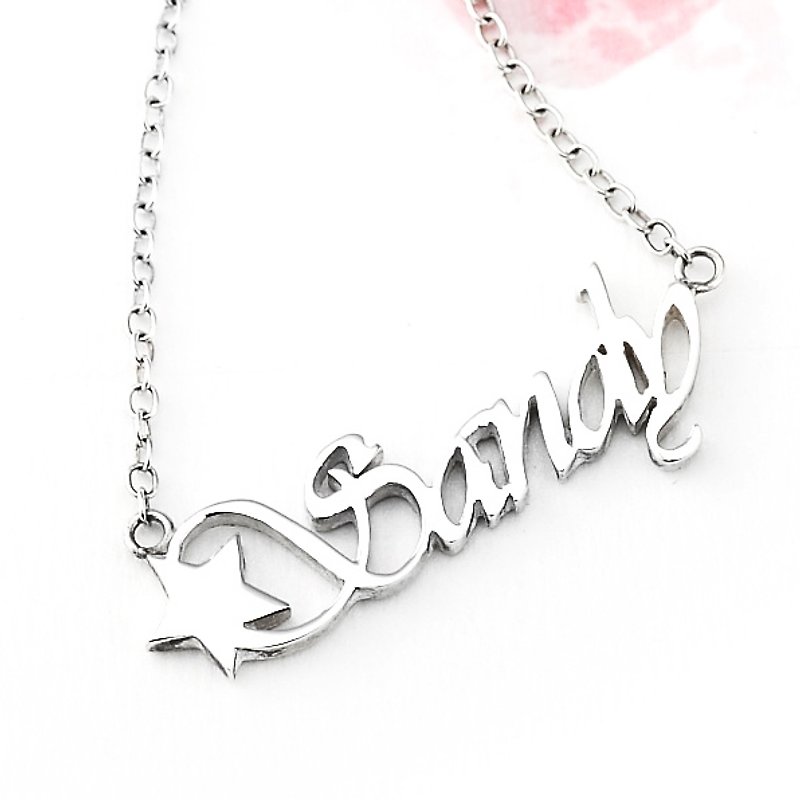 Patterned Name Necklace 925 Sterling Silver English Letters/Name Necklace Custom - Necklaces - Sterling Silver Silver