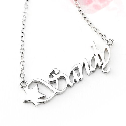 Patterned Name Necklace 925 Sterling Silver English Letters/Name Necklace Custom