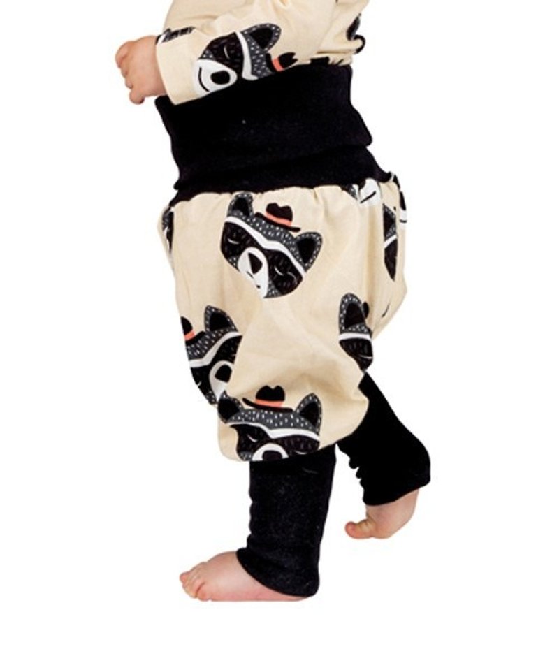 2015春夏 koolabah 滿版Q浣熊有機棉寶寶氣球褲 - 口水肩/圍兜 - 其他材質 金色