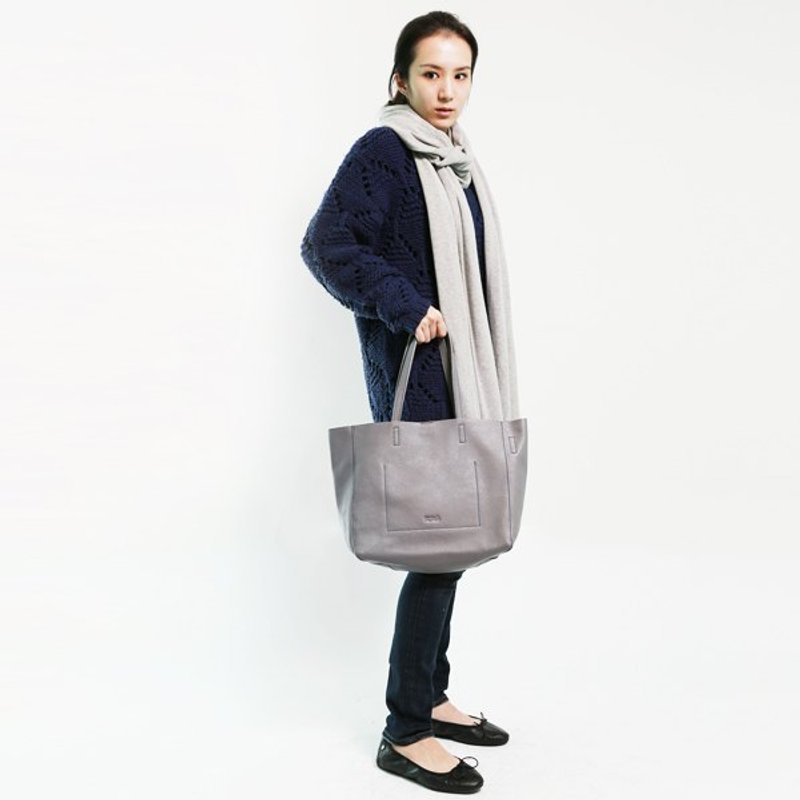 Passion 中方包灰色 手提/肩背/斜背 - Messenger Bags & Sling Bags - Genuine Leather Gray