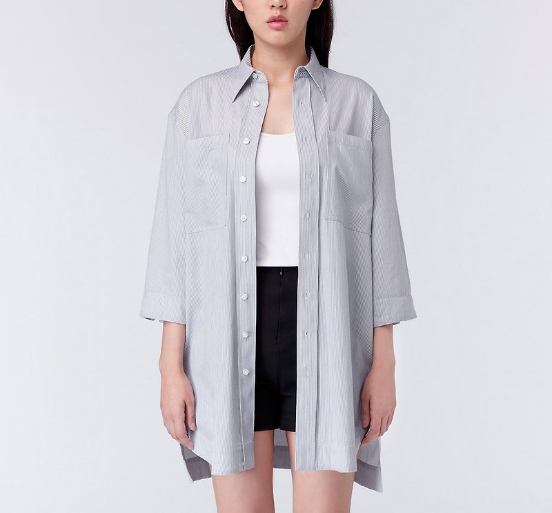 [Summer sun protection] play games with the sun sun protection cool collagen long shirt blouse gray - Women's Casual & Functional Jackets - Cotton & Hemp Gray