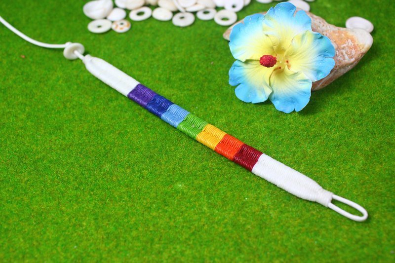 TvT／彩虹蠟線接色編繩手環 - 手鍊/手環 - 棉．麻 多色