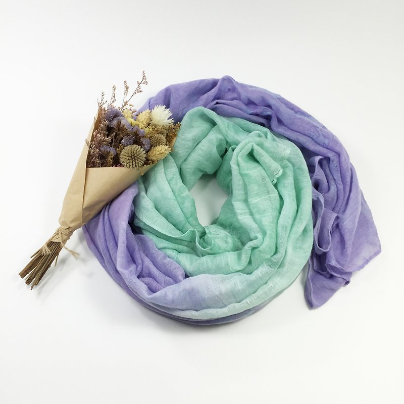 葡萄 手染圍巾 絲巾 聖誕禮物 交換禮物 - 絲巾 - 其他材質 紫色