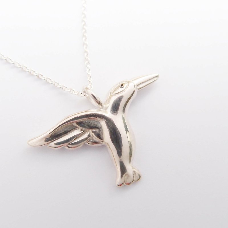 Hummingbird Sterling Silver Necklace - สร้อยคอ - โลหะ 
