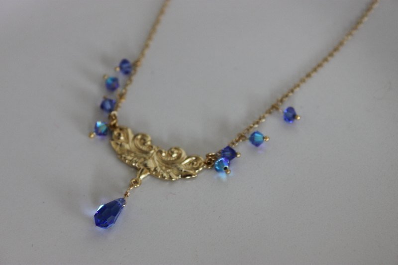 Night ornate palace style necklace - สร้อยคอ - วัสดุอื่นๆ สีน้ำเงิน