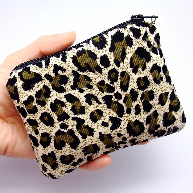 Zipper pouch / coin purse (padded) (ZS-38) - กระเป๋าใส่เหรียญ - ผ้าฝ้าย/ผ้าลินิน สีกากี
