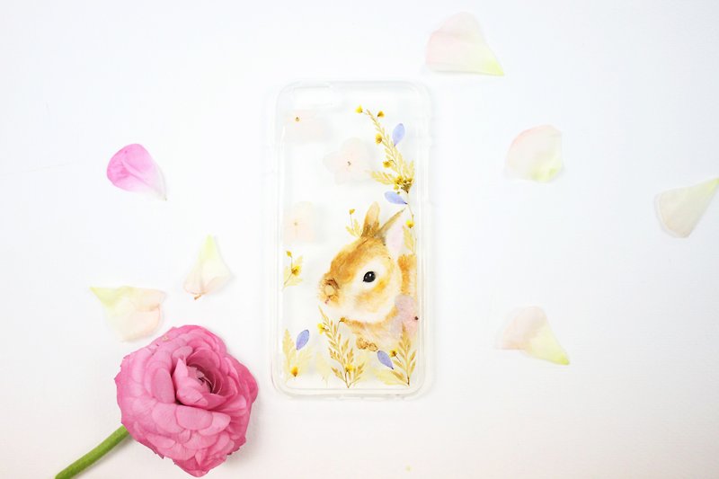 Taiwan Free Shipping Hand-painted Animal X Pressed Flower Phone Case - Phone Cases - Plants & Flowers Multicolor