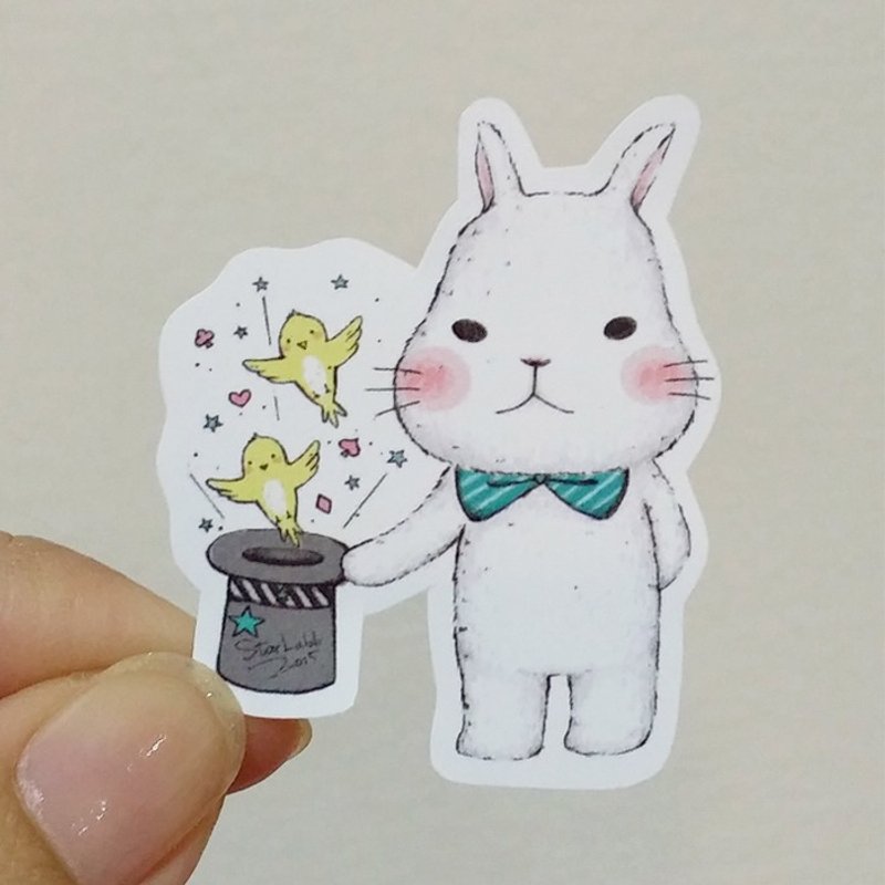 Super sticky waterproof sticker / Rabbit magician - สติกเกอร์ - กระดาษ ขาว