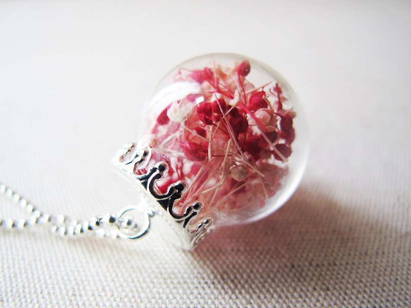 แก้ว สร้อยติดคอ สีแดง - * Rosy Garden * rose Starry glass ball necklace