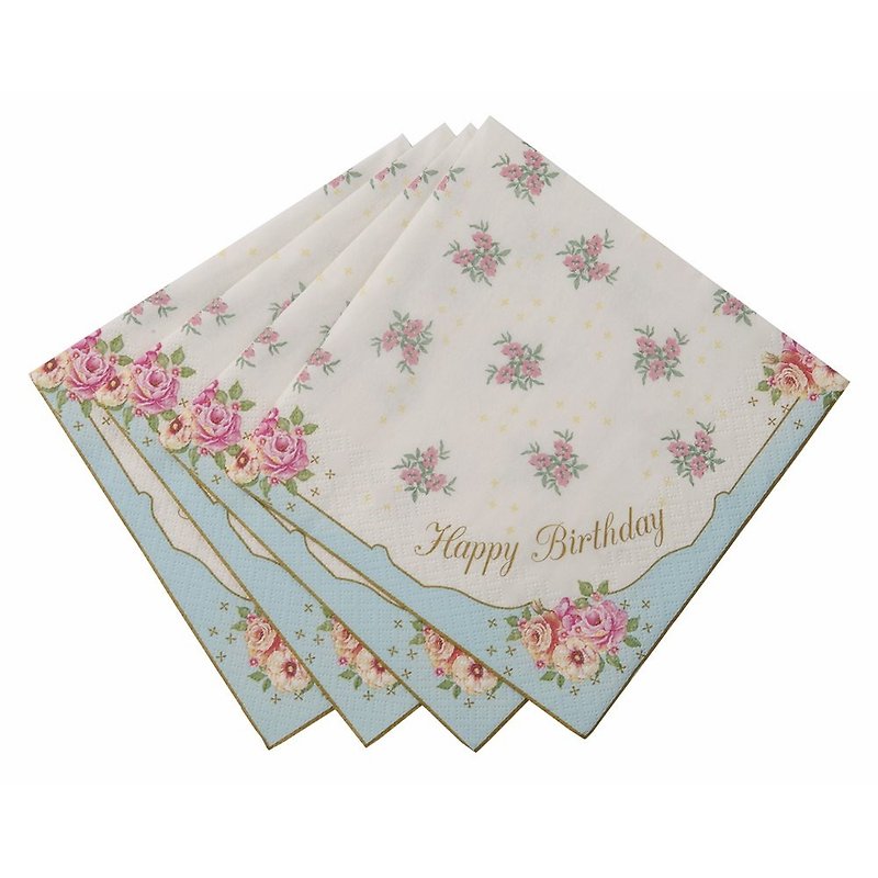 "Wonderful taste § Happy Birthday napkins" Britain Talking Tables Party Supplies - ผ้ารองโต๊ะ/ของตกแต่ง - กระดาษ สีน้ำเงิน