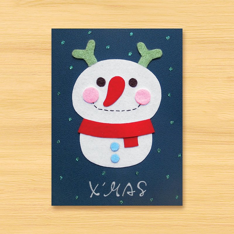 (2 options for choice) Handmade card _ Elk Snowman-Christmas Card - Cards & Postcards - Paper Blue