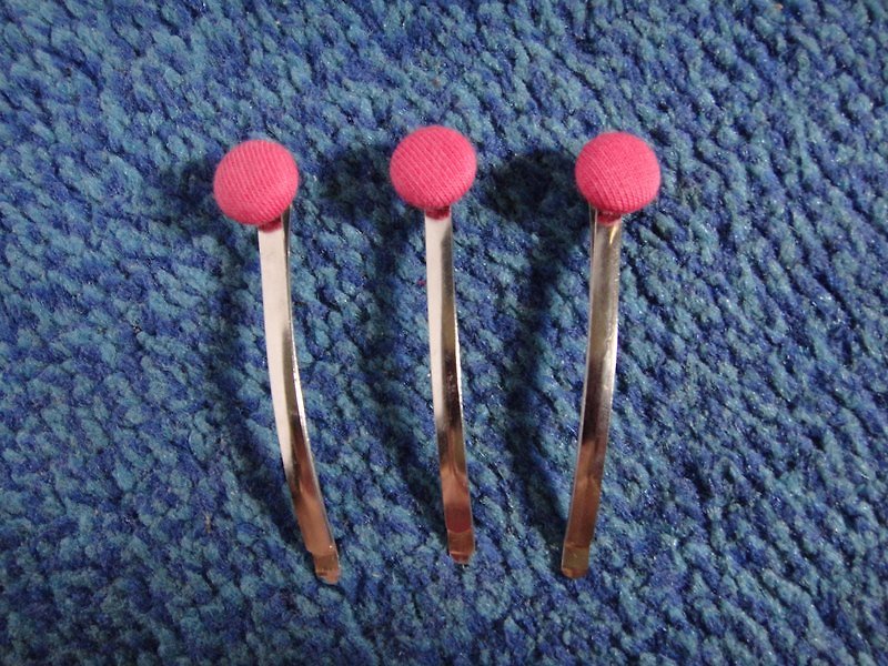 Pure color pink button long clip C20AJSZ65 - Hair Accessories - Cotton & Hemp Pink
