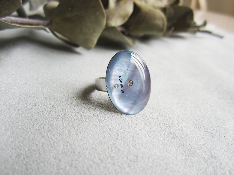 〆 parts renovation moon stone ring _ - แหวนทั่วไป - โลหะ สีน้ำเงิน