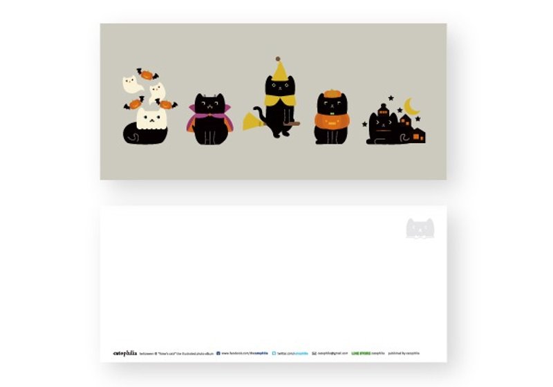 hime's cats 我的貓明信片 萬聖節 - 卡片/明信片 - 紙 橘色