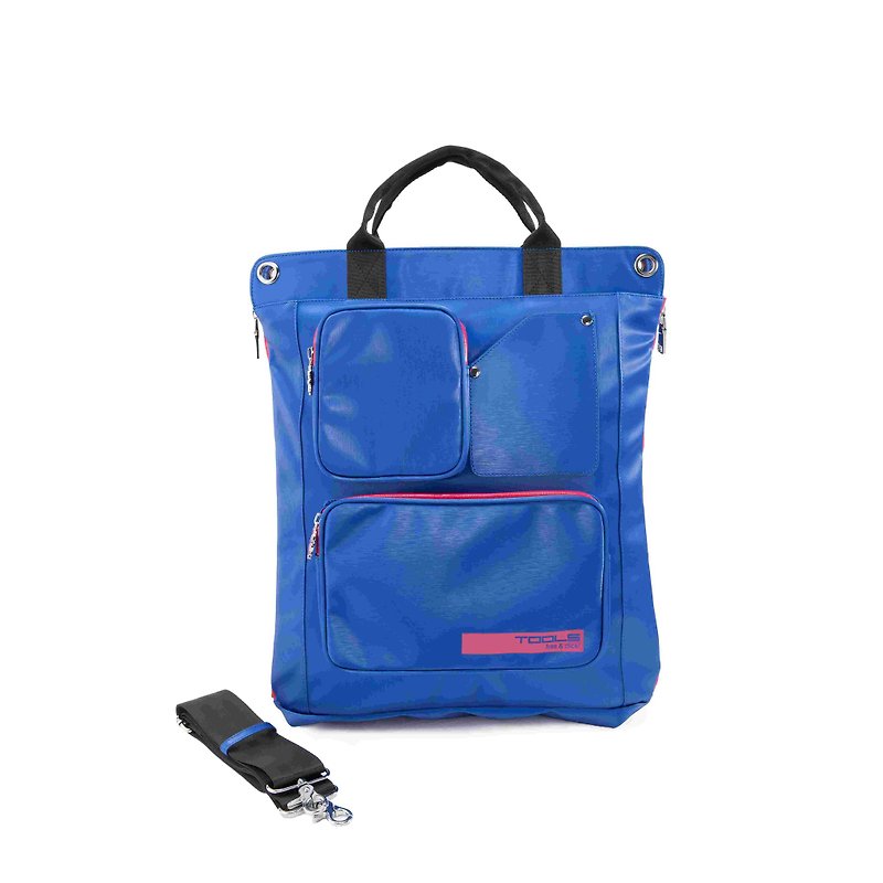 tools 托特圖爾包::防潑水::髮絲紋::大容量#藍桃紅140101 - 側背包/斜背包 - 防水材質 藍色