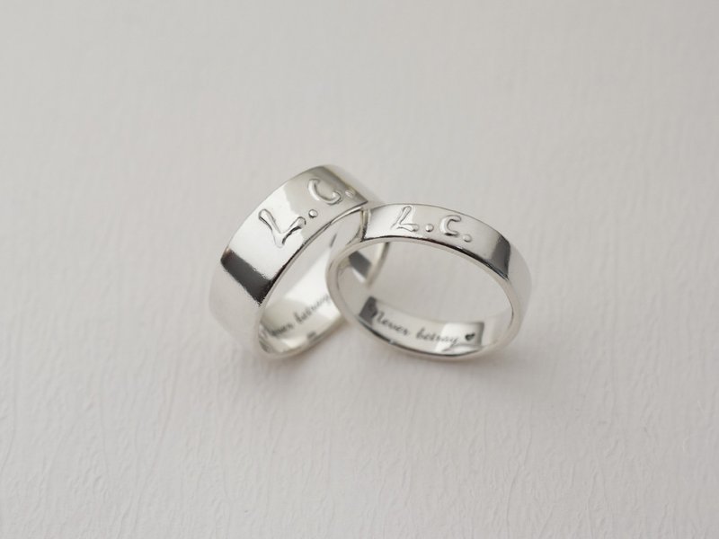 【Customize】Rings for us ( couple rings, engravable, 925 silver) - C percent - แหวนคู่ - เงินแท้ สีเงิน