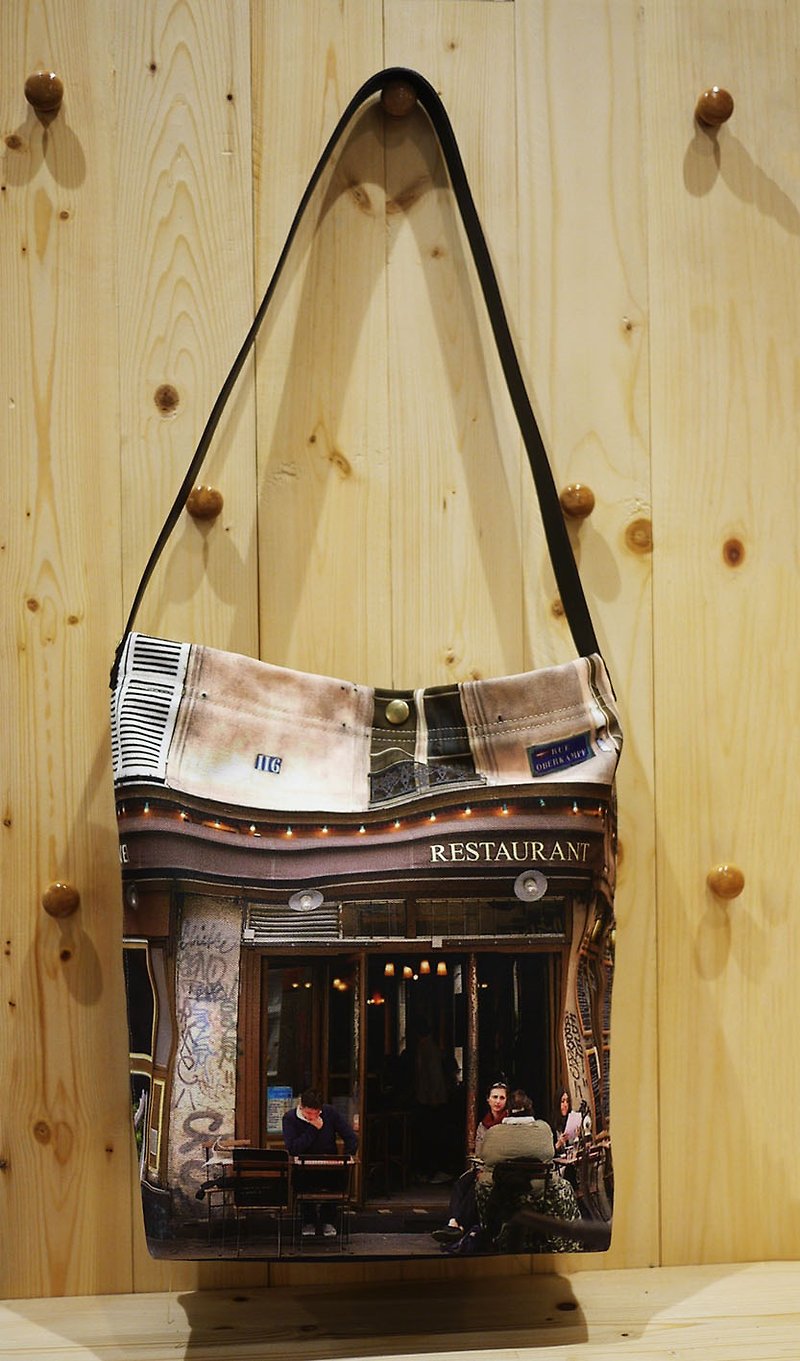 【Travel well】Straight twill canvas bag◆◇◆Coffee time◆◇◆ - Messenger Bags & Sling Bags - Other Materials Yellow