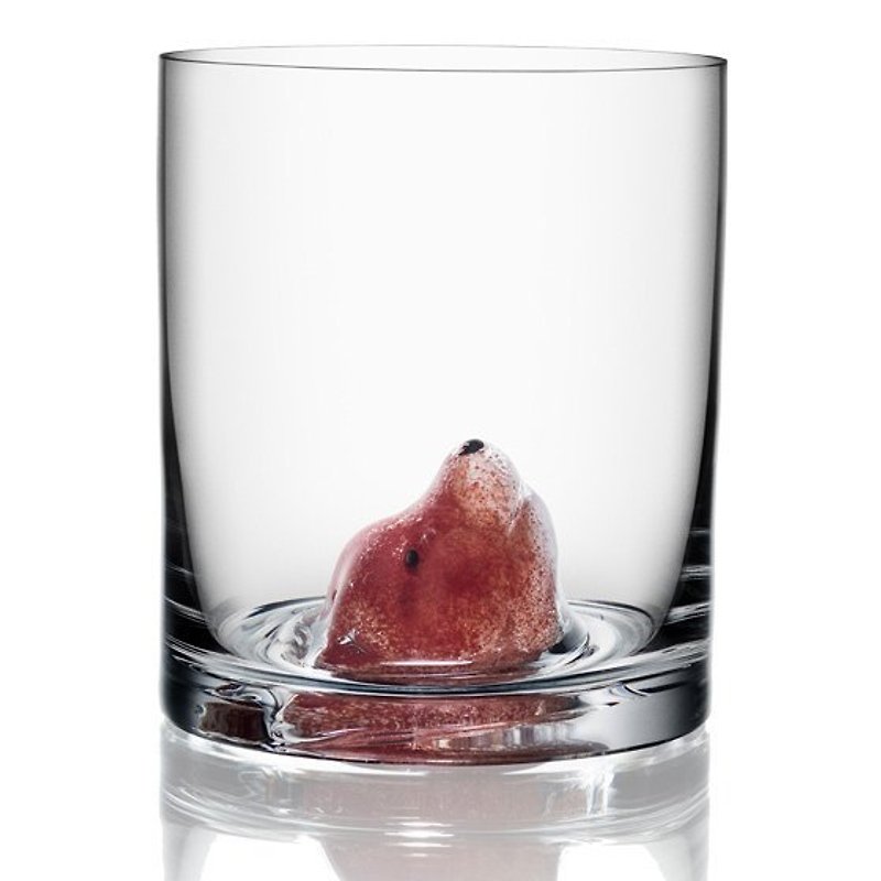 400cc [Kosta Boda Swedish import] Fox New Friends Tumbler Fox spirits whiskey cup cup carved lettering mouth-blown crystal glass small fox - Bar Glasses & Drinkware - Glass Red
