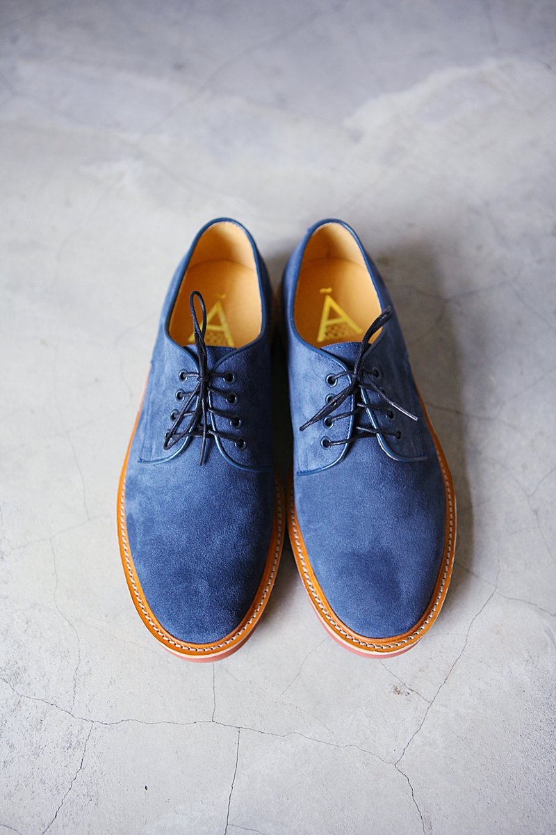 A ROOM MODEL - │ SHOES COLLECTION │ 001- blue suede shoes - Men's Casual Shoes - Genuine Leather 