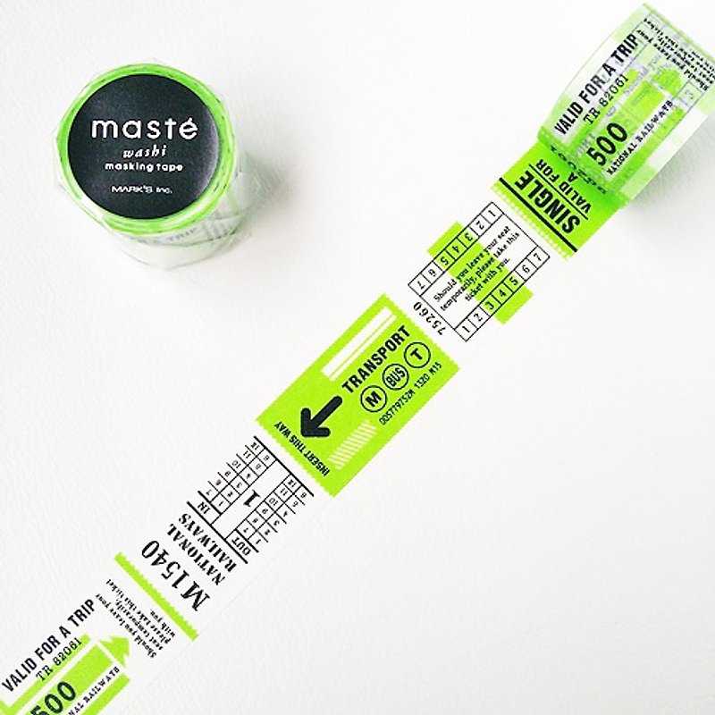 Mastee and paper tape Multi City [ticket (MST-MKT80-A)] - Washi Tape - Paper Green