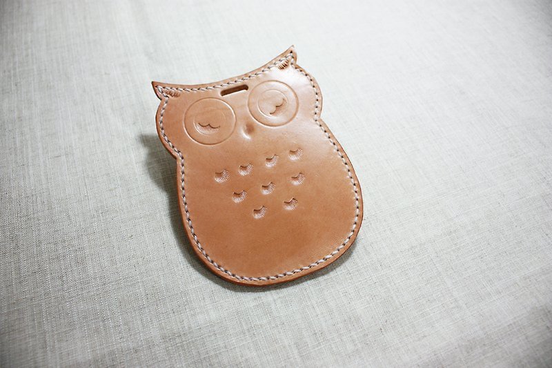 Owl Card Holder/Identification Card Holder - ID & Badge Holders - Genuine Leather Khaki