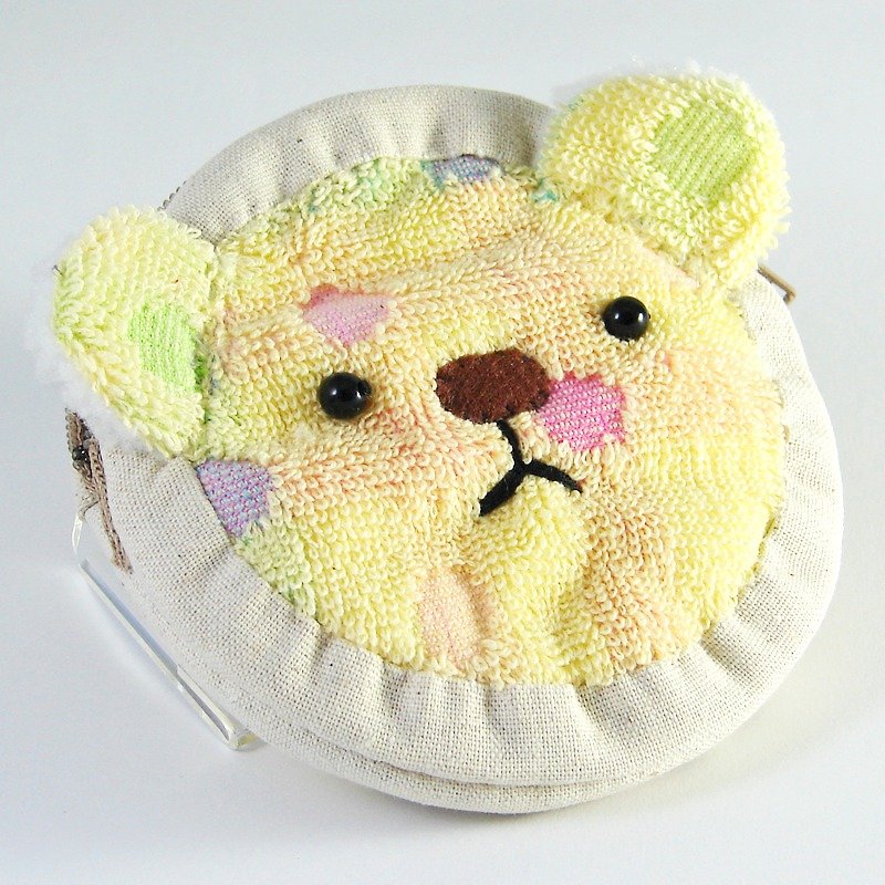Cheerful terry cloth bear zipper coin purse sweet yellow - Coin Purses - Other Materials Yellow