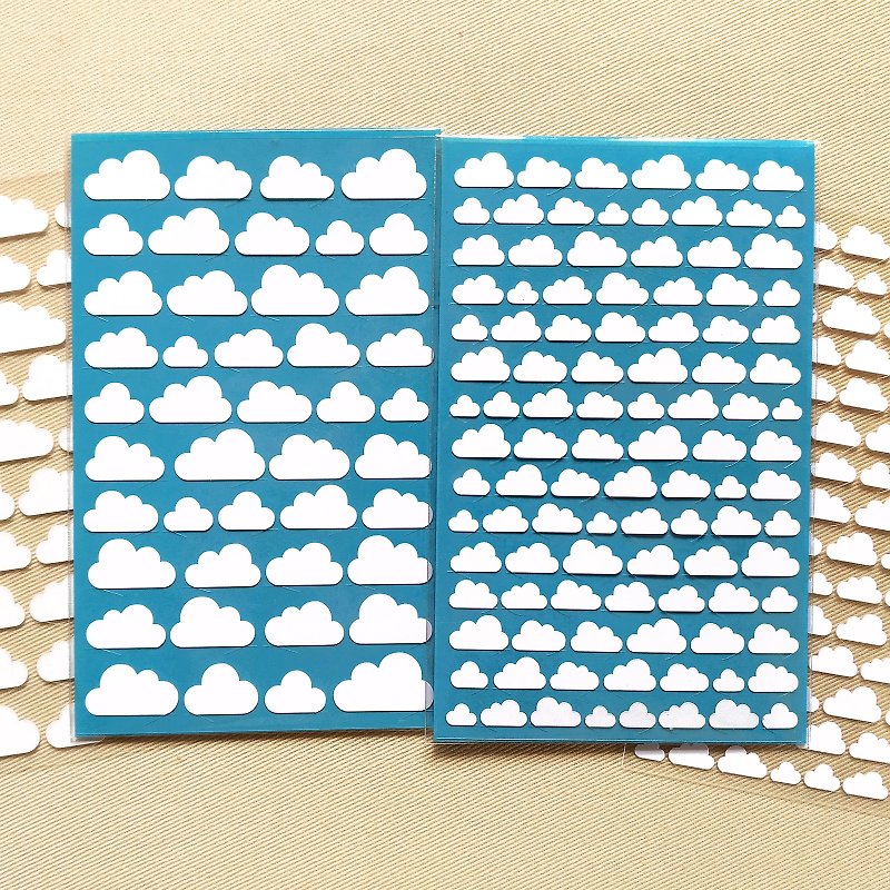 雲朵貼紙 2張組 - 貼紙 - 防水材質 白色