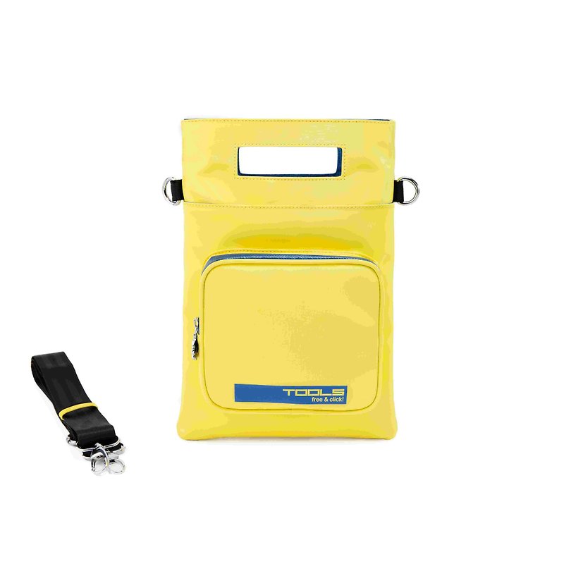 Tools Flat Turbo Bag:: Water Repellent:: Hairline:: Fashion #黄蓝 - กระเป๋าแมสเซนเจอร์ - วัสดุกันนำ้ สีเหลือง