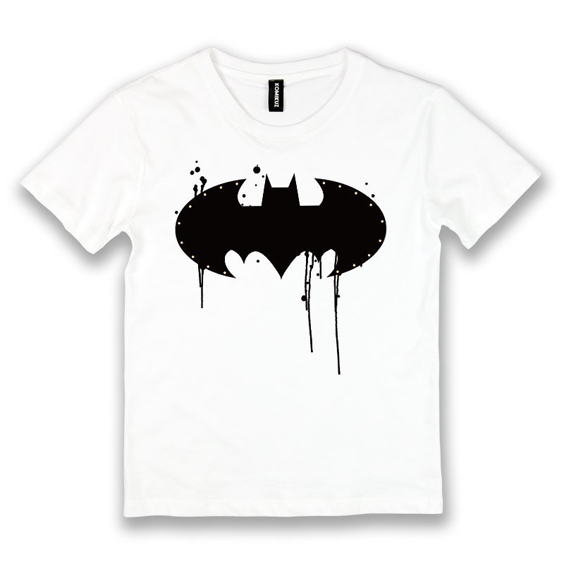 KOMIKUZ-蝙蝠大俠潑墨印花TEE-白 - 女 T 恤 - 其他材質 白色