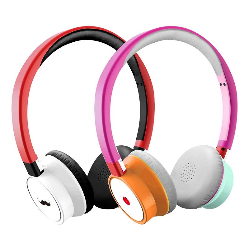 BRIGHT customized wired headset for Chinese Valentine's Day with beard and red lips - Headphones & Earbuds - Plastic Multicolor