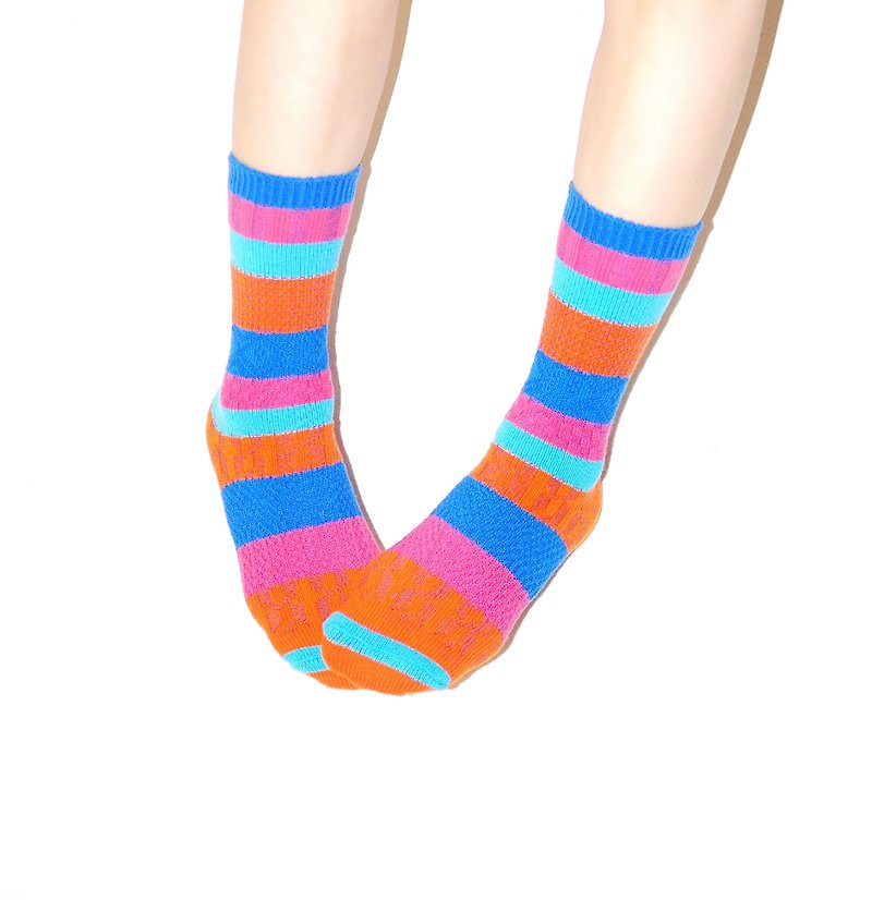 其他材質 襪子 多色 - 彩虹條紋特殊織紋襪子