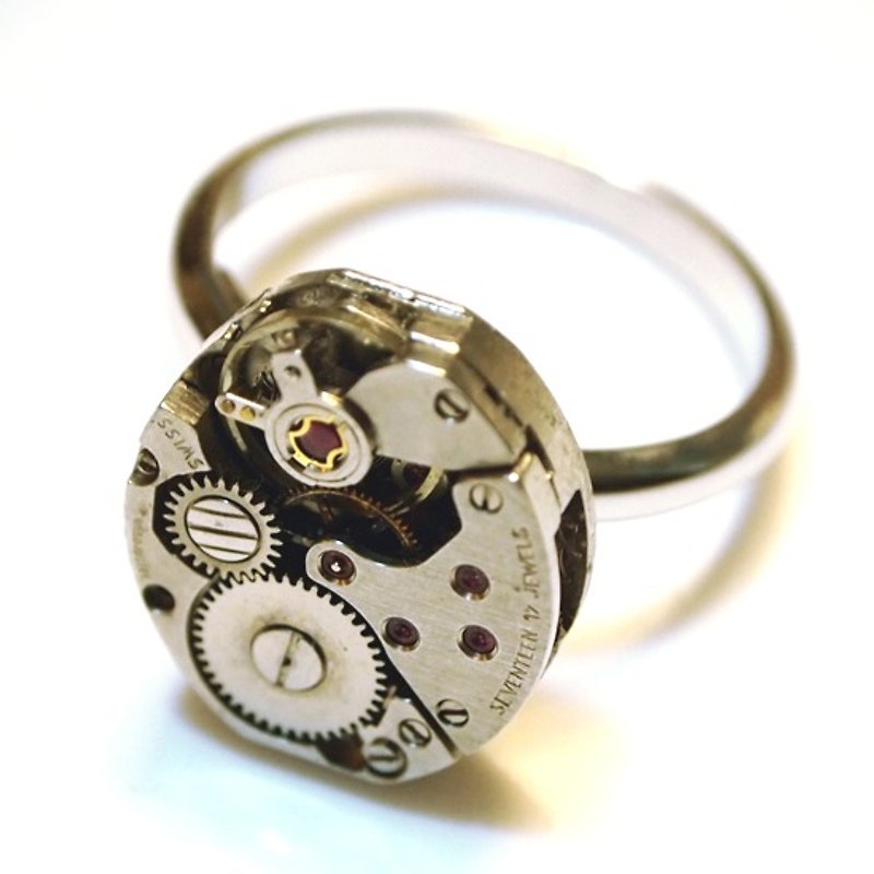Steampunk steampunk style movement 17 JEWELS ring - แหวนทั่วไป - โลหะ สีเทา