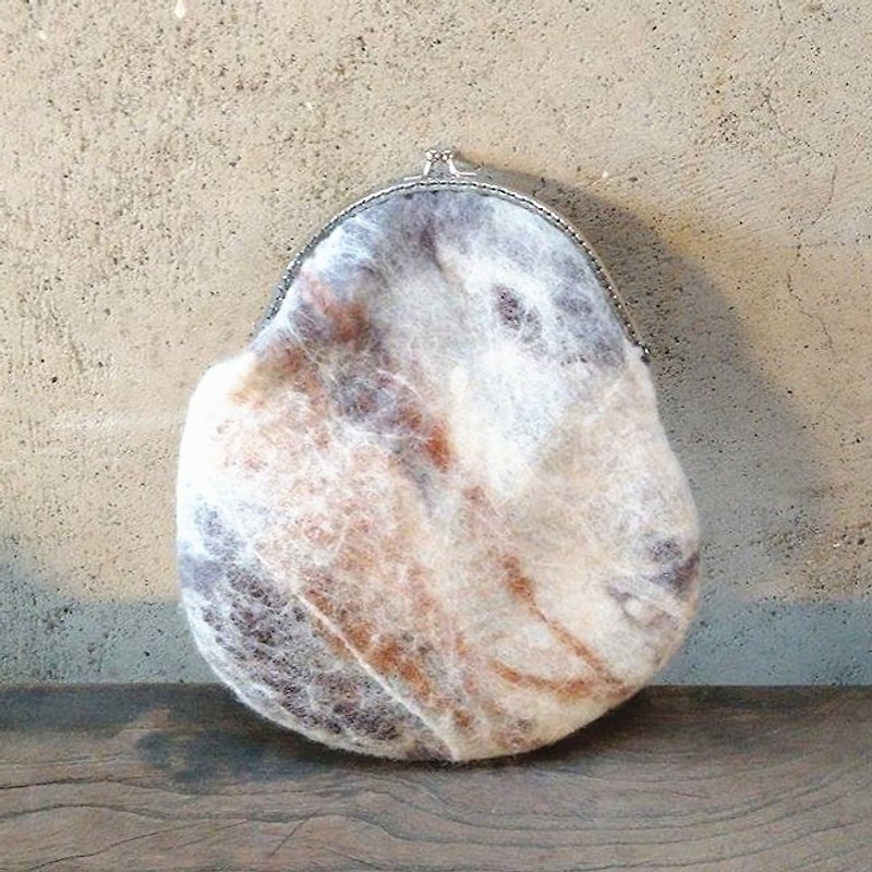 石紋羊毛氈口金包(大)/Marble bag 石紋側背包 - 手工製作 紋路僅此一款 - 側背包/斜孭袋 - 羊毛 灰色