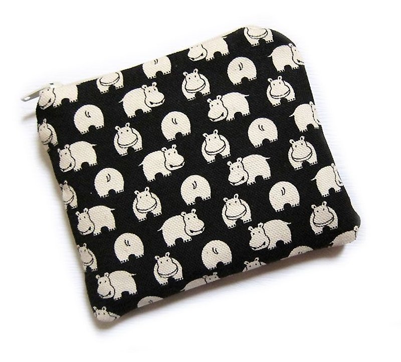 Zipper bag / purse / mobile phone sets black hippo - Coin Purses - Other Materials 