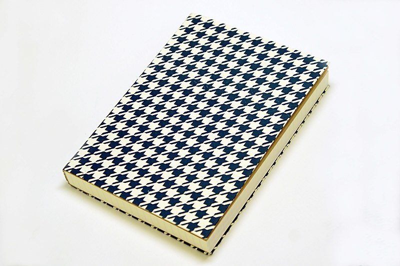 手作りのブルー太陽のノート-古典的な千鳥格子のパターン - ノート・手帳 - 紙 ブルー