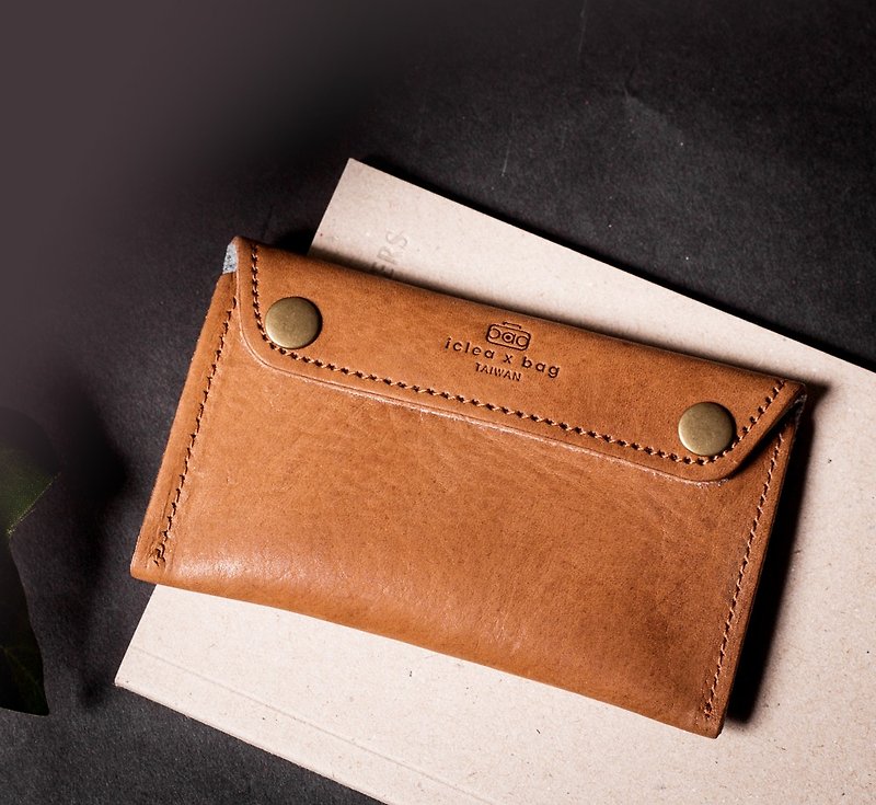 【icleaXbag】classic leather card purse DG12 - กระเป๋าสตางค์ - หนังแท้ สีนำ้ตาล