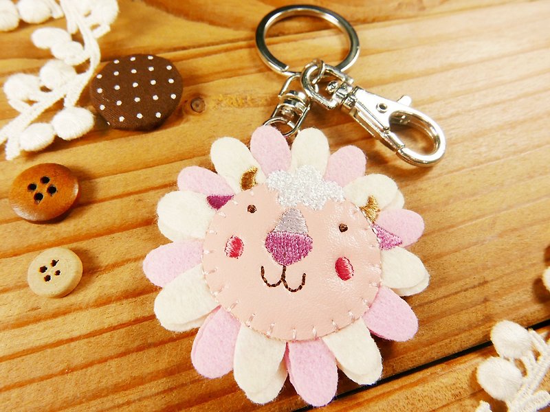 Embroidery Key Ring | Flower Animal Series-Sheep Finger Doll Pen Case Key Ring | Art Light Sticky - Keychains - Other Man-Made Fibers Multicolor