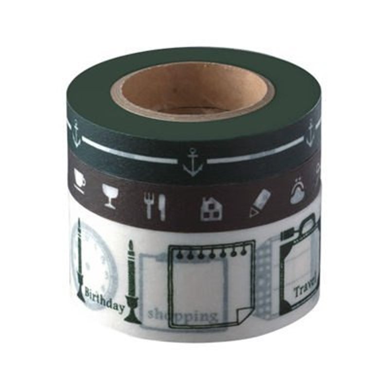 Marks Masking Tape MT和紙膠帶 手帳款-Basic (DA-MKT9-GN)  - 紙膠帶/和紙/PET - 其他材質 綠色
