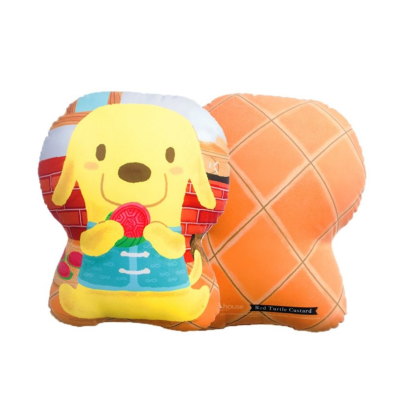 Taiwanese Dim Sum Pillow: Red Tortoise Kueh - หมอน - วัสดุอื่นๆ สีเหลือง