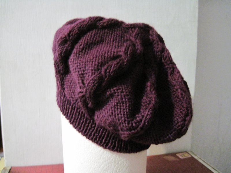麻花貝雷帽 - 帽子 - 其他材質 紫色
