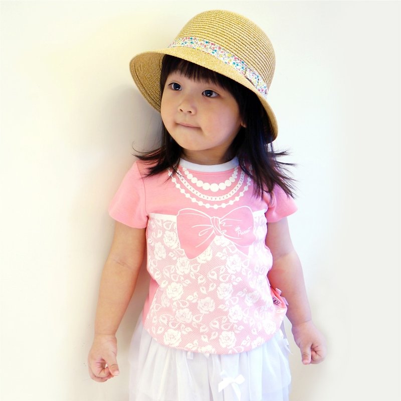 PUREST Little Lady Short Sleeve T-Shirt Top [100% Made in Taiwan] Pink - Tops & T-Shirts - Cotton & Hemp Pink