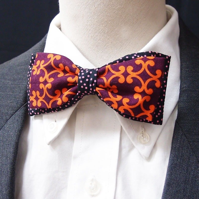Orange vine pattern, yuppie bow tie - Ties & Tie Clips - Other Materials Purple
