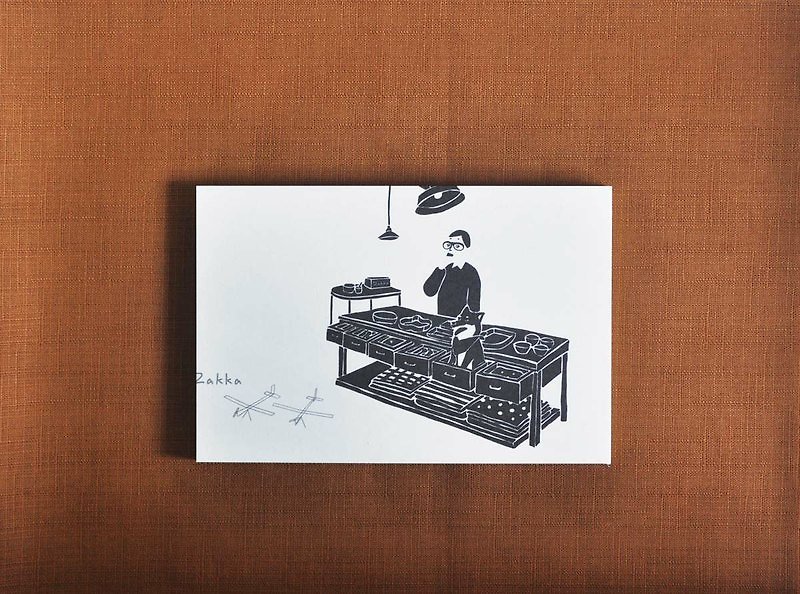 東京旅行插畫明信片-Zakka - カード・はがき - 紙 ブラック
