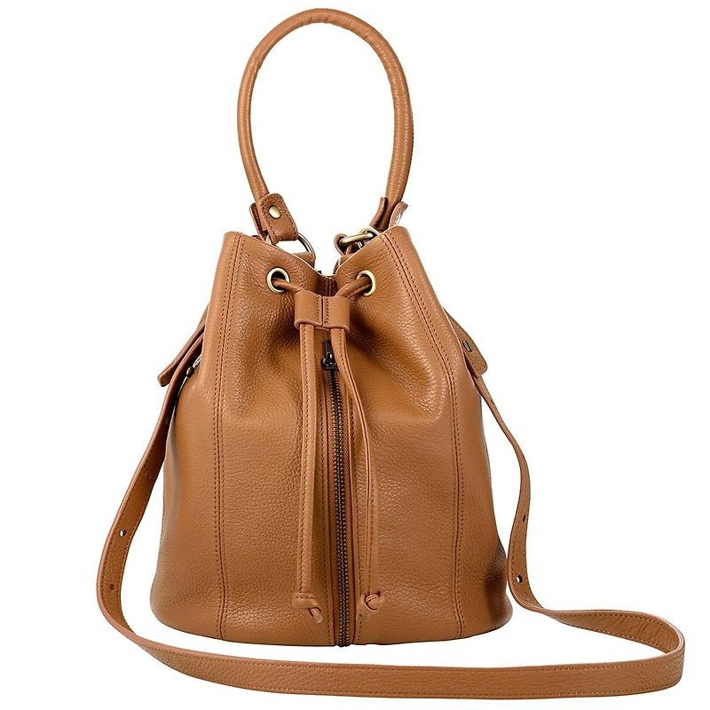 Premonition bucket bag_Tan / camel - Messenger Bags & Sling Bags - Genuine Leather Brown