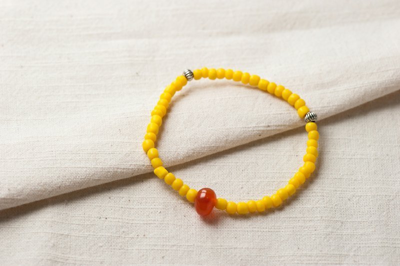 【Woody'sHandmade】Sunshine. Huang Liuli bracelets. A type agate ore main Stone - สร้อยข้อมือ - วัสดุอื่นๆ สีเหลือง