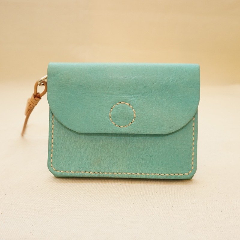 (Fu Lipin) hand out good light Tisheng double purse - leather tanned leather - Sky Blue - กระเป๋าสตางค์ - หนังแท้ สีน้ำเงิน