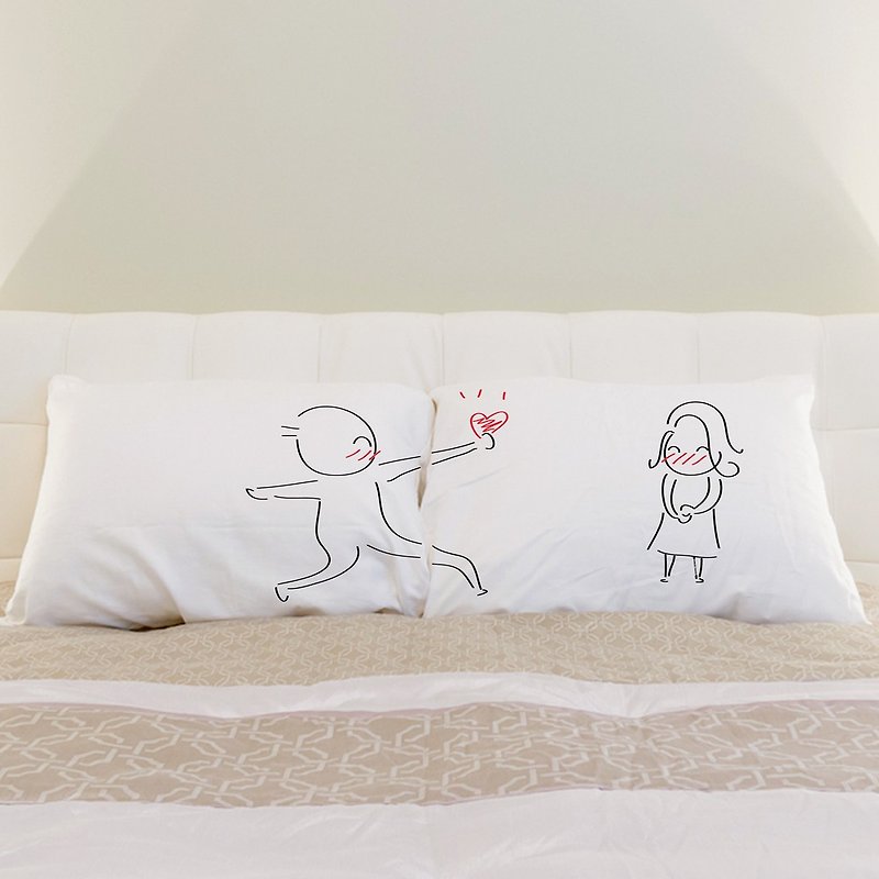 Give My Heart to you Couple Pillowcase (FREE HAND CREAM) - Pillows & Cushions - Cotton & Hemp White