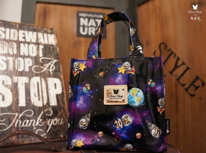 (sold out) space law bucket tote - กระเป๋าถือ - วัสดุกันนำ้ สีน้ำเงิน