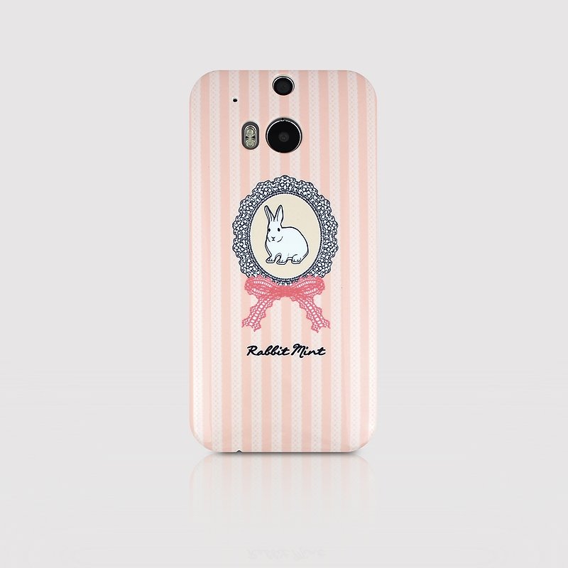 (Rabbit Mint) Mint Rabbit Phone Case - pink lace rabbit portrait series - HTC One M8 (P00043) - Phone Cases - Plastic Pink