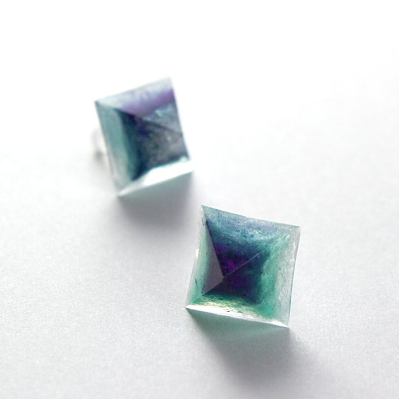 Pyramid earrings (Buruman) - Earrings & Clip-ons - Other Materials Blue